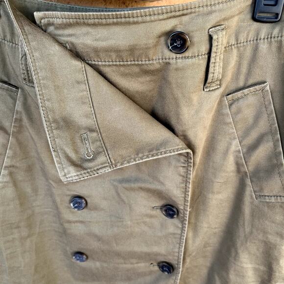 Ann Taylor Olive Trench Coat Style A-Line Mini Skirt Twill Buttons Womens 2 - Picture 5 of 9